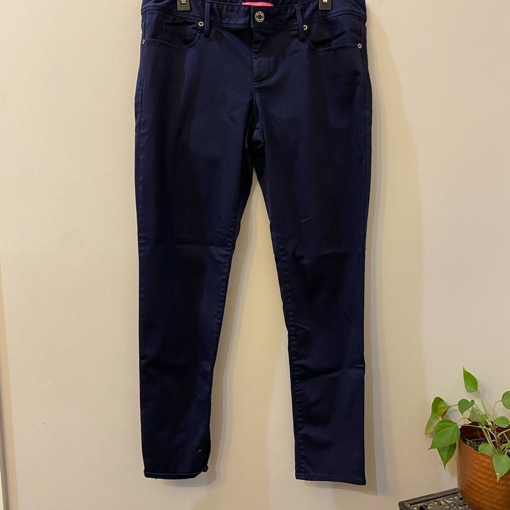 Lilly Pulitzer Worth Skinny Navy Blue Pants Women’s Size 12 - Picture 2 of 10